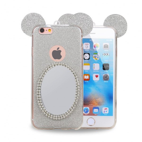 Wholesale iPhone 6s / 6 4.7 Minnie Diamond Star Mirror Case (Silver)